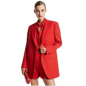 Michael Kors Collection Double Crepe Sablé Boyfriend Blazer in Poppy Red